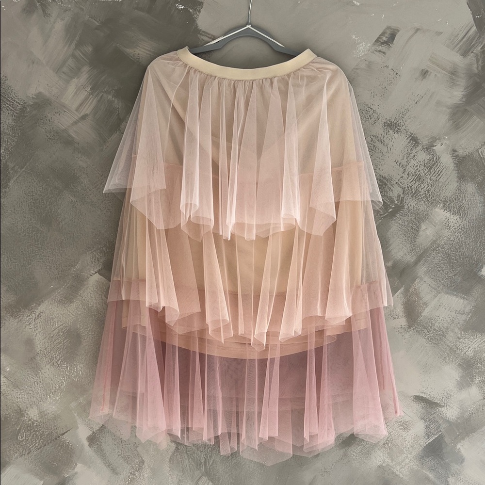 Chic Layered Tulle Skirt in Pink and Cream